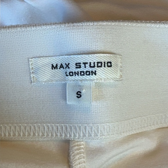 Max Studio London high rise Wide-Leg Cream stretch knit culottes pockets - Picture 6 of 8